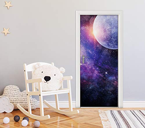 WOOHOOROO Galaxy Night Sky Stars Pattern Self-Adhesive DIY Door Sticker by WOOHOOROO - Used condition - Image 2