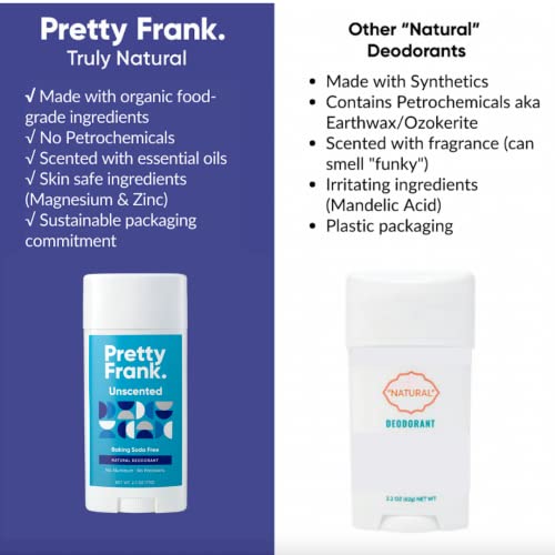 Pretty Frank Natural Deodorant Stick – Baking Soda-Free, Natural Deodorant For Women, Men & Teens, Aluminum-Free, Made With Organic, Safe, And Effective Ingredients (Charcoal Seaside, 1Pk) #TOP4
