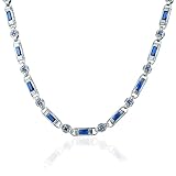 Silver Hand-Engraved Sapphire Chain, Byzantine Chain Necklace, Men Gemstone Link Chain, King Chain Necklace, Perfect Men Gift (50 Cm)