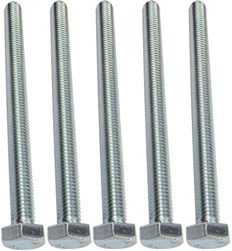 AERZETIX - C47337 - Juego de 5 Pernos M8x100 - cabeza hexagonal - Ø8x100mm - DIN 933 - clase 8.8 - acero galvanizado - bricolaje - herramienta de montaje/ferretería