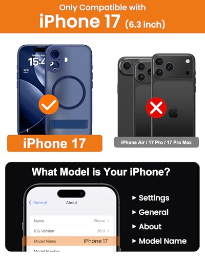 Image of Vihibii for iPhone 17 Case with Stand & Camera Control, [Compatible with Magsafe], Full-Cover Lens Protection & Military Grade Protection, Translucent Slim Non-Slip Phone Cover, 6.3 inch 2025, Blue