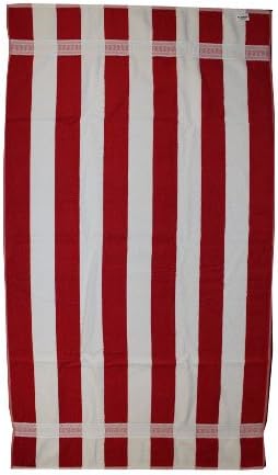 Kaufman - 32in x 62in Velour Cabana Stripe Towels (Red/White)
