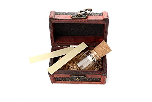 Message in a Bottle USB 2.0 Flash Drive - Comes with an Antique Style Treasure Chest - with 2 Blank Message Papers - with Raffia Grass Inside. (16GB)