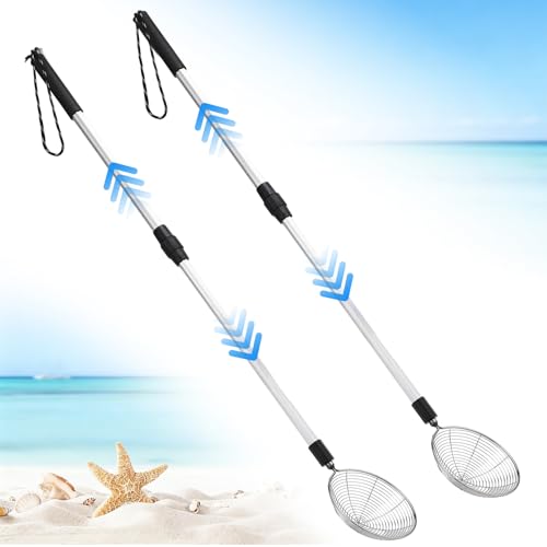 2 Pcs Effortless Sand Sifter, 22"~33" Adjustable Shark Tooth/Teeth Sifter