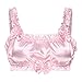 Satini Sissy Frilly Ruffled Fitted Silky Satin Lingerie Bralette (Baby Pink, XXL)