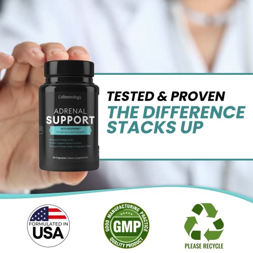 Cellmunology Adrenal Support Supplements With Bioperine And Essential Nutrients - Cortisol Manager, Supports Better Mood, Quality Sleep, Immune Support And Balance Energy Levels - 60 Capsules #TOP2