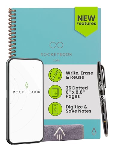 Rocketbook Core Reusable Smart Notebook, Dot Grid Pages For...