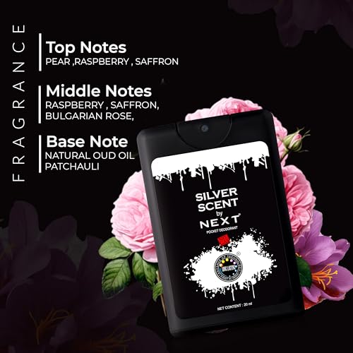 Image of Next Care Luxury Pocket Perfume for Men, combo pack of 4, 20ml each | Long Lasting mini Body Spray | Sports, WHY, Aqua Fresh, Silver Scent | No Gas Small pocket deo