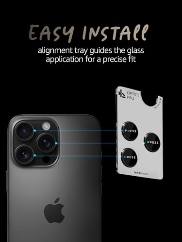 Image of Lensarmor Compatible with iPhone 16 Pro Max Black Titanium Camera Lens Protector (2-Pack) - 9H Tempered Glass, Anti-Scratch, Stealth Protection with Alignment Frame