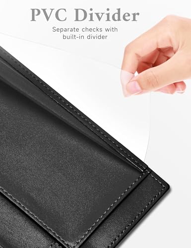 Image of Zreal Checkbook Cover for Men and Women, Premium Vegan Leather Checkbook Holder for Top & Side Tear Duplicate Checks with RFID Blocking (Classic Black)