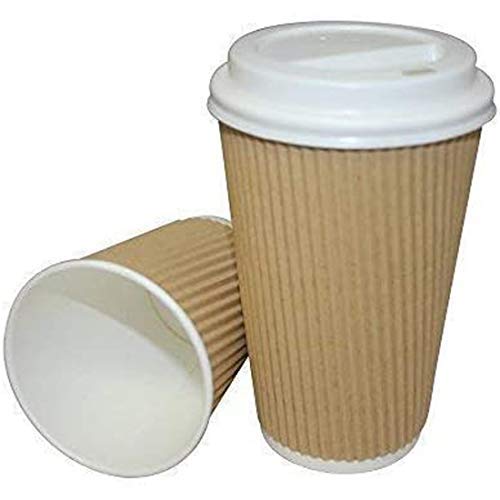 We Can Source It Ltd 8oz Brown Kraft Ripple Paper Cups with Lids