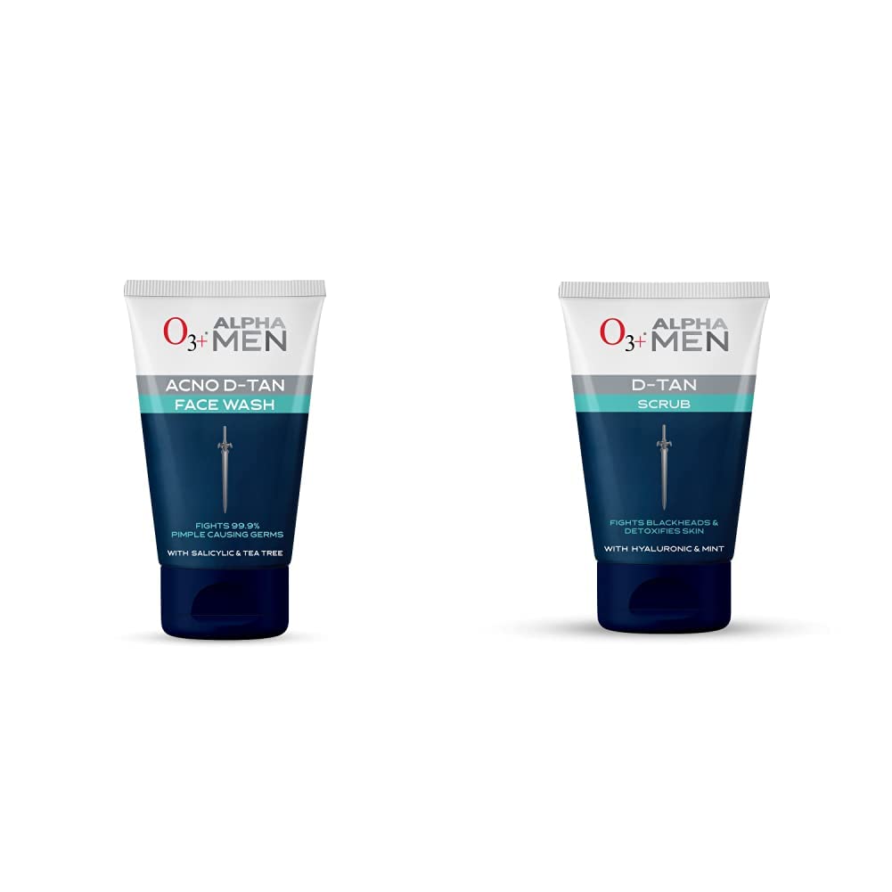 O3+ Alpha Men Acno D-Tan face wash With Tea Tree 100 gram + O3+ Alpha Men Acno D Tan Scrub With Hyaluronic & Mint 50gm-image-34