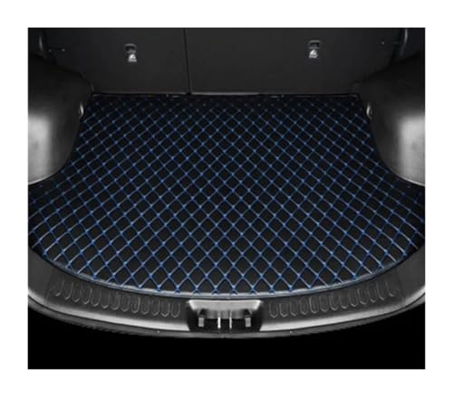 Tapis de coffre Tesla Model Y 5 places 2020-2021 en similicuir noir et bleu sur mesure