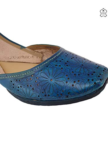 Image of Fulkari Women Cutwork Casual Genuine Soft Leather Jutis | Bite and Pinch Free Juttis | Punjabi Jutti | Girl's Office Flat Ladies Mojari | dailywear Ethnic Juti |