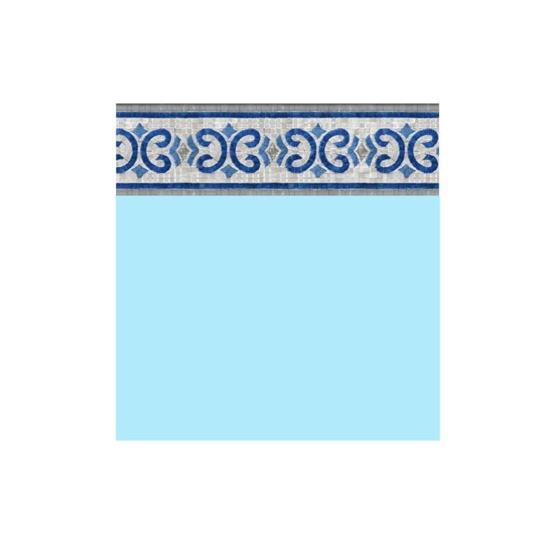 Liner Piscine 75/100 Bleu Clair Frise Oxford Bleu 7.30 x 3.70m H1.20m