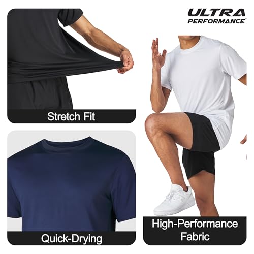 Men’s Workout Short Sleeve Athletic Gym T-Shirts 3 Pack Mens Dry Fit Running Shirt Moisture Wicking Active Crew Tees for Men3