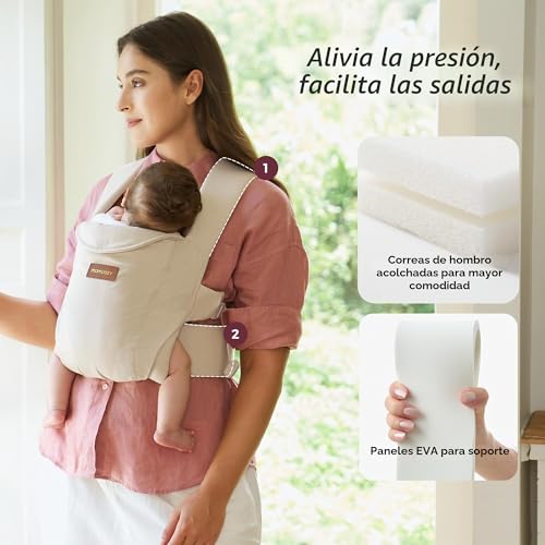 Miniatura 7 de Momcozy Portabebés Para Recién Nacidos Desde El Nacimiento, Con Soporte Para Cuello, Ergonómico, Ligero Y Seguro, 3-11 Kg, Cb002 Mochila Portabebé