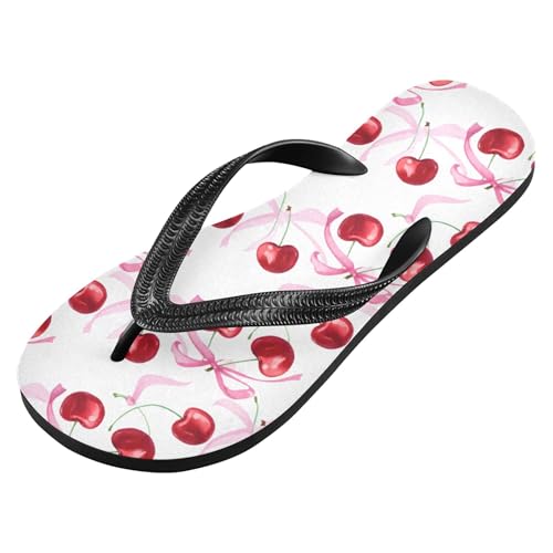Burbuja Cherries with Bow Flip Flops for Women Men, Soft Thong Sandals Rubber Slippers for Pool Beach Essentials2