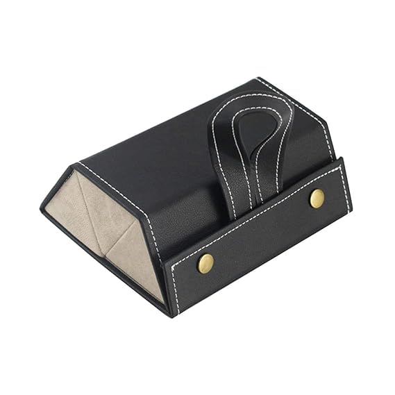 Sunglasses Organizer Case with 3 Slots | Foldable Travel Eyeglasses Storage Box with Hanging Strap | PU Leather Portable Spectacle Holder for Men & Women | Dustproof & Scratch Resistant (Black)-image-5