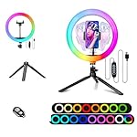 10" Selfie Ring Light with 4" Desktop Tripod Stand & 1 Phone Holder, LED Ringlight with Dimmable Modes(RGB) for Makeup/Photography/Videos/Vlog/TikTok (STDLR10-V2)