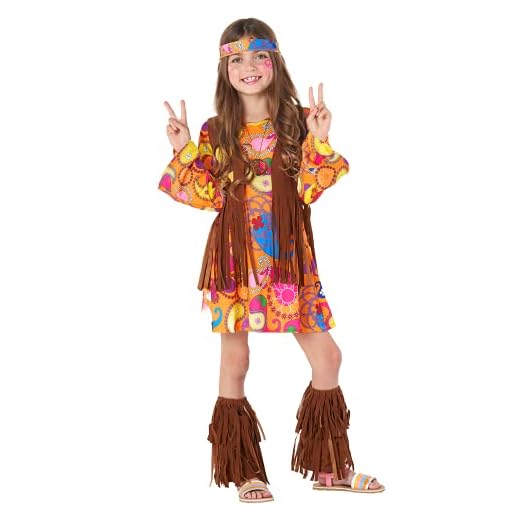 MORPH Costumes Disfraz Hippie Niña con Chaleco,Disfraz Carnaval Niña Años 70Talla M