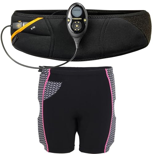Slendertone Pack Cinturón Abs7 y Pantalones Cortos para Gluteos Electroestimulacion, Unisex-Adult, Negro, 69-119cm, 34-40