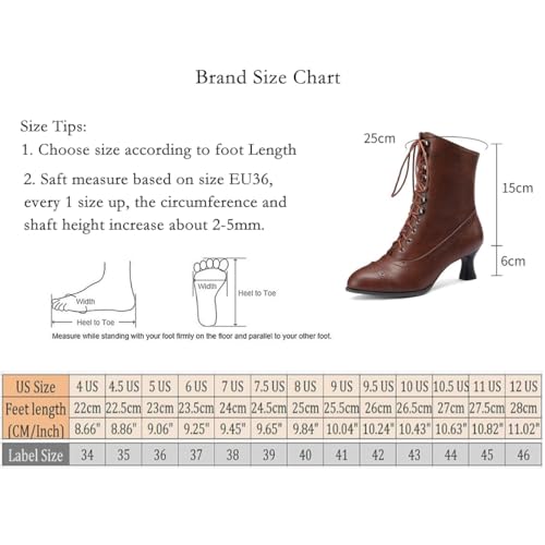 Scaoruki BT22337-SC7US-BLACK-41 Women Vintage Victorian Boots Mid Calf Lace Up Halloween Costume Shoes Cute Renaissance Boots Goth Witch Stuff Boots Ballroom Black Size 41 thumb #6