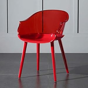 WALNUT Salle à Manger Acrylique Chaise Chaise Creative Accoudoirs Tabouret Fauteuil Rouge Subnet Plastique Transparent Cristal président (Color : F)