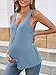 Tankaneo Womens Maternity Henley Tank Tops Summer Scoop Neck Ribbed Knit Sleeveless Shirts Casual Loose fit Pregnancy Clothes Navy