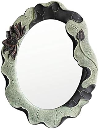 Bathroom mirror / Wall-Mounted Vanity Mirrors Bathroom Retro Round Creative Makeup Vanity Mirror Bedroom Creative Wall Hanging Decorative Mirror (Color : Green, Size : 61.5 * 81.5cm)