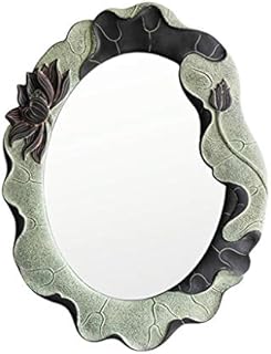 Bathroom mirror / Wall-Mounted Vanity Mirrors Bathroom Retro Round Creative Makeup Vanity Mirror Bedroom Creative Wall Hanging Decorative Mirror (Color : Green, Size : 61.5 * 81.5cm)