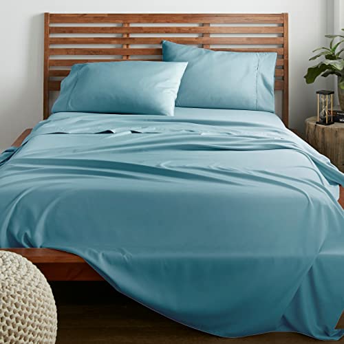 American Home Collection 4 Piece Full Size Bedding Sheets and Pillowcases Set - Ultra Soft Microfiber - Breathable, Wrinkle Free, Easy Care, Durable, Oeko-Tex Certified Sheet Set (Full, Aqua)