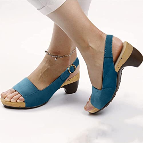 Black Sandals Women Dressy, Women's Walking Sandal Closed Toe Round Toe Hollowed Out Thick Sole Breathable Beach Sandals2