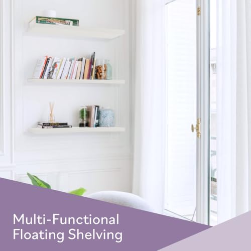 Anika Floating Shelf / 3 Separate Sizes & 4 Colour Options / 3.8cm Thick Hollowboard/Bedroom/Kitchen/Living Room/Office (White, 80cm) - Image 3