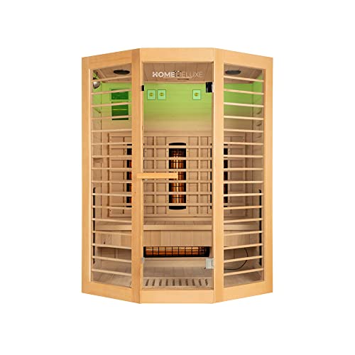 Home-Deluxe--Infrarotkabine-REDSUN-XL-Deluxe-Vollspektrumstrahler-und-Karbon-Flaechenstrahler-Holz-Hemlocktanne-Masse-155-x-120-x-190-cm-I-Infrarotsauna-fuer-2-3-Personen-Infrarot-Kabine