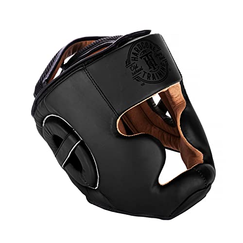 Casque de boxe cuir Hardcore Training Classic Khaki protège-tête idéal MMA