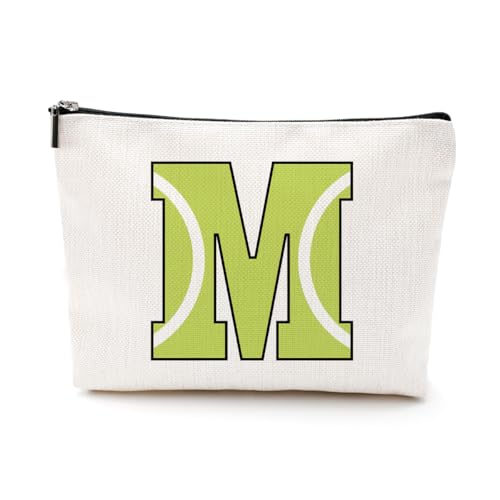 LONGXIN Personalized Makeup Bag Monogrammed Cosmetic Bags Toiletry Pouch Tennis Lovers Gifts for Women Girls Friends Coach Players Tennis Team Gifts (M)