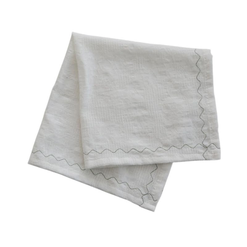Servilletas Bordadas de algodón de 12 Piezas Servilleta for Banquete de Boda(White)