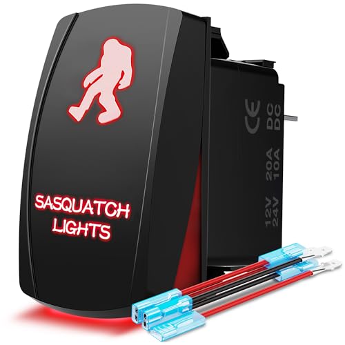 MICTUNING LS08302 5pin BIGFOOT Rocker Switch ON-OFF LED Light 20A 12V Red