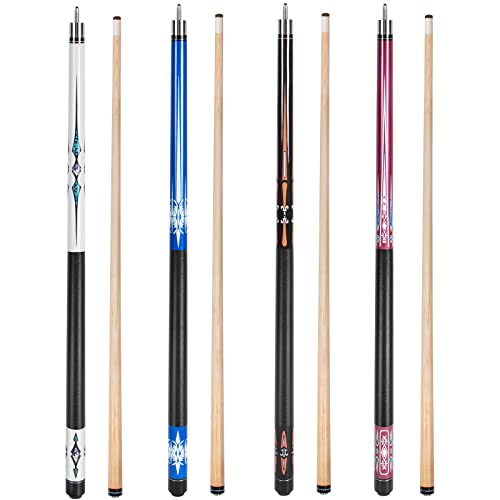 Lotmusic Pool Stick,Set Of 4 Pool Cues,1/2 Split Billiard Cue Sticks Weight 18 19 20 21 Oz,Hardwood Canadian Maple Pool Cue Stick For Professional (Mixed 4-Piece Set) #TOP1