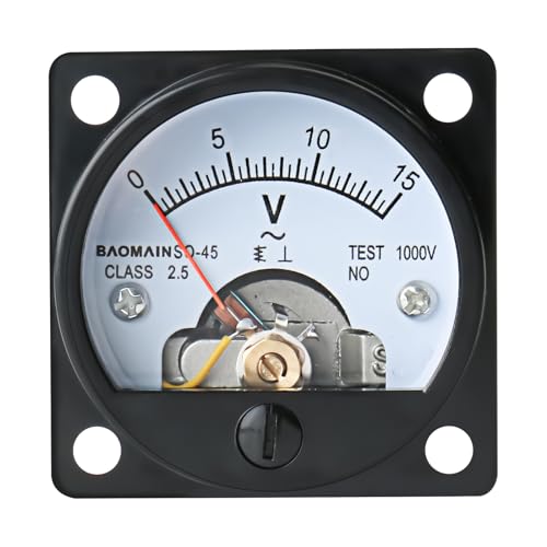 Image of Baomain Analog Dial Panel Meter Voltmeter Gauge SO-45 AC 0-15V Round Black