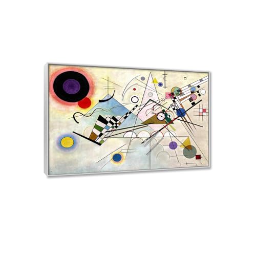 Tableau d'art mural en toile Kandinsky 20x30cm pour Habiller un Mur Vide avec Cadre Argenté