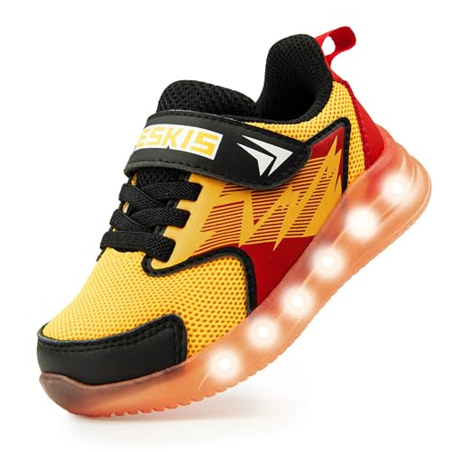 YESKIS Toddler Light Up Shoes Boys Girls LED Flashing Lightweight Comfortable Breathable Mesh Running Sneakers for Toddler and Little Kid