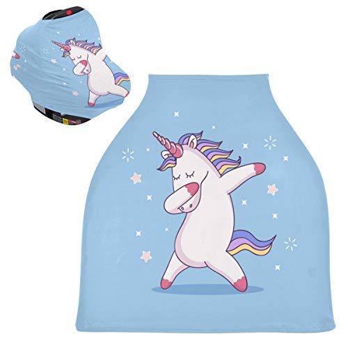 かわいいクールなユニコーンベビーカーシートカバーキャノピー伸縮性看護カバー幼児用母乳の男の子の女の子のための通気性防風冬のスカーフ