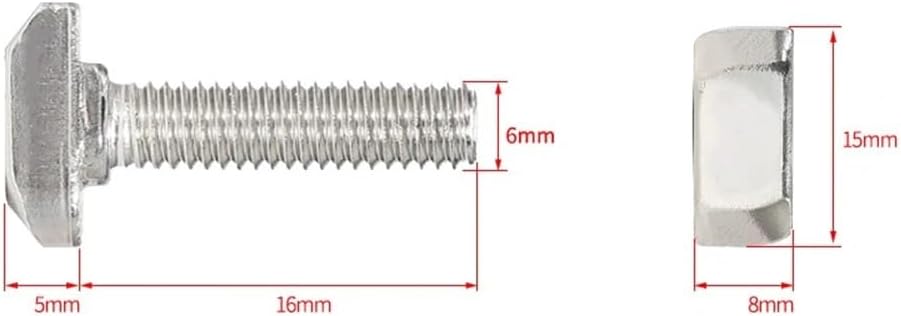 140pcs 3030 Aluminum Profile Connectors 20pcs Angle Brackets + 40pcs M6x16mm T Bolt Screws + 40pcs M6 Hex Flange Nuts + 6x16x2 Washers(Silver)