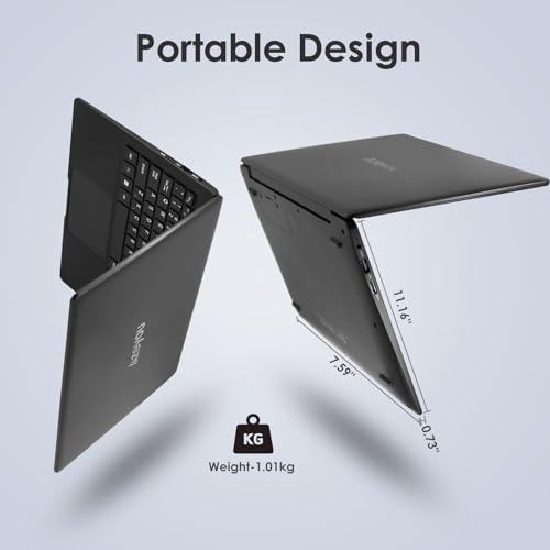 Image of Azeyou Laptop, Mini Laptop 11.6'' HD Display, Student Laptop with 4GB RAM & 128GB eMMC, 4000mAh, BT4.2, N4020C Dual Core - UP to 2.8GHZ, OS 11 Pro, Dual-Band WiFi, Black