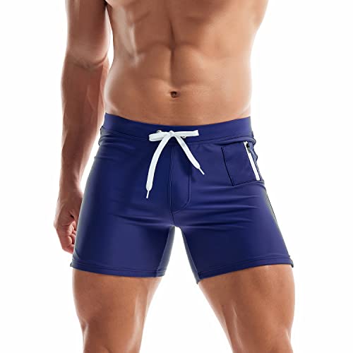 Men's Swimwear Square Cut Swimming Boxers Briefs Bikini Pocket Swimsuits