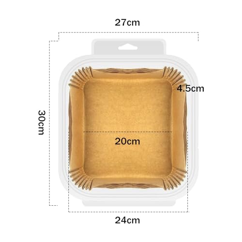 Forro de freidora de aire rectangular de papel desechable color madera mediano 50 uds 4