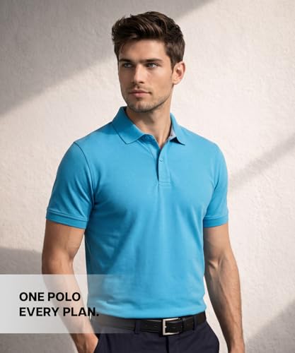 Image of AWG ALL WEATHER GEAR 100% Cotton Polo T Shirt for Men | Soft & Breathable Fabric | Regular Fit | Half Sleeve Polo Collar T Shirt | Casual & Office Wear | Comfortable & Durable Mens Polo T Shirt