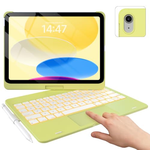 Image of typecase Touch iPad 11th 10th Generation Case with Keyboard (11 inch 2025, A16 & 10.9 inch 2022) - 360 Rotatable, 11-Color Backlit, Multi-Touch Trackpad, Pencil Holder, Thin & Light - Citrus